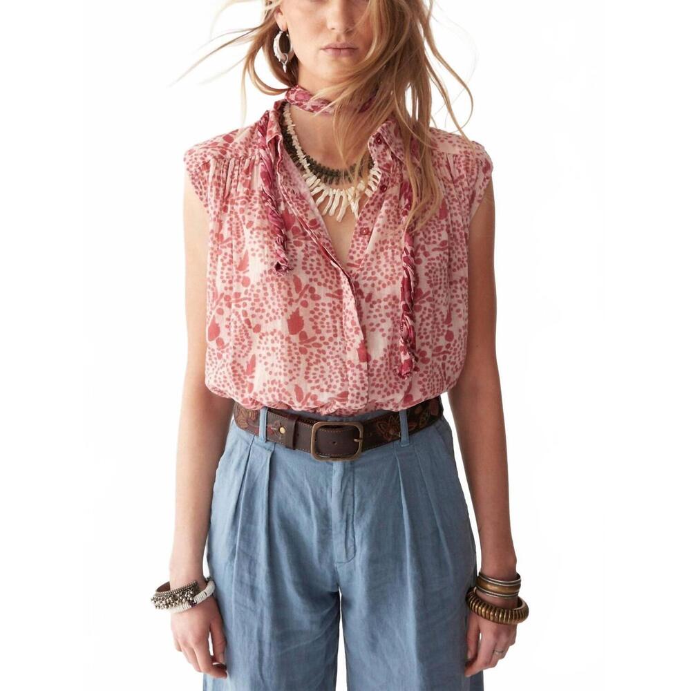 NEW MAISON HOTEL lea sleeveless blouse in pink martini